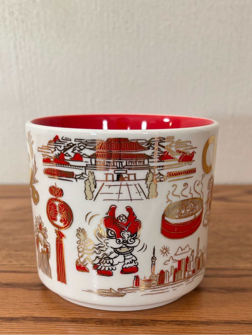 STARBUCKS China Been There Series 2023 Mug Red Gold City 14 oz New No Box - Picture 2 of 5